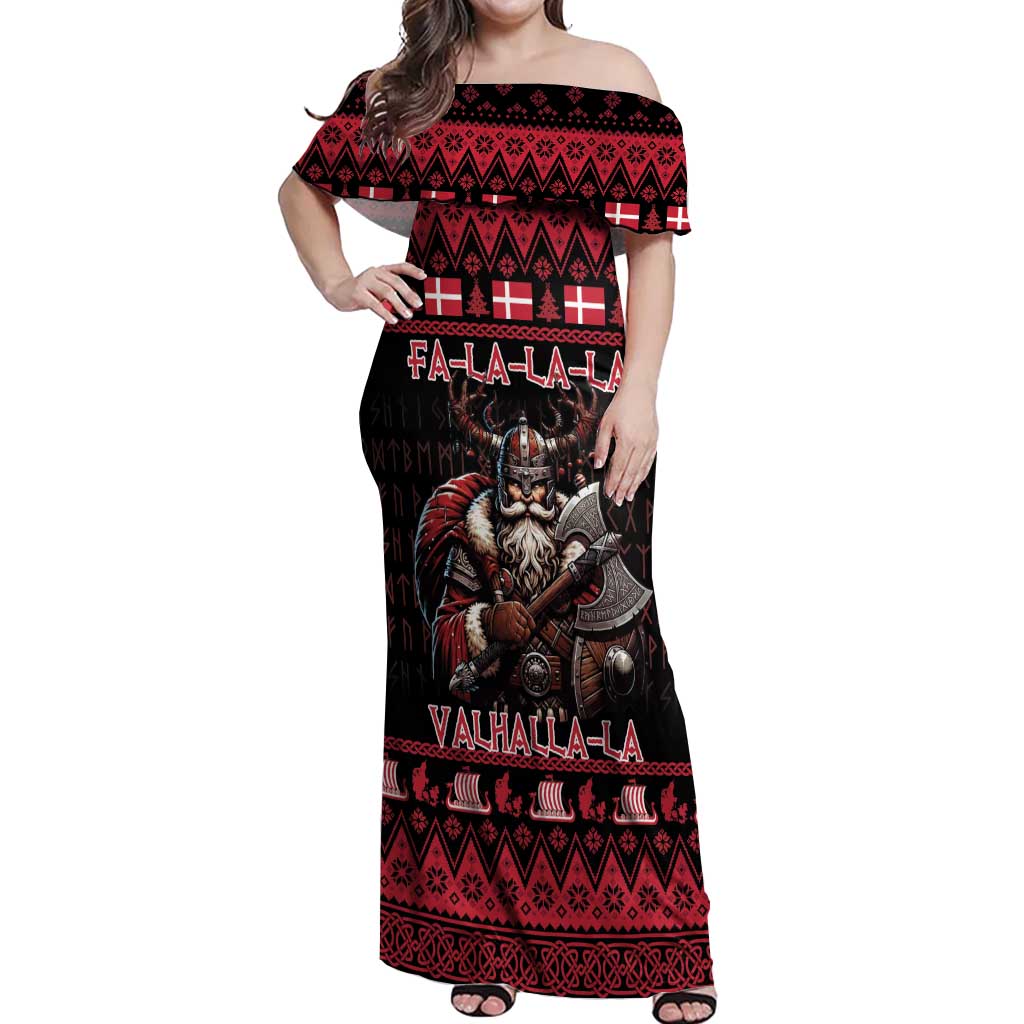 Denmark Santa Viking Christmas Off Shoulder Maxi Dress Julemanden Goes Viking - Wonder Print Shop
