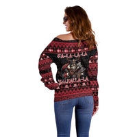 Denmark Santa Viking Christmas Off Shoulder Sweater Julemanden Goes Viking - Wonder Print Shop