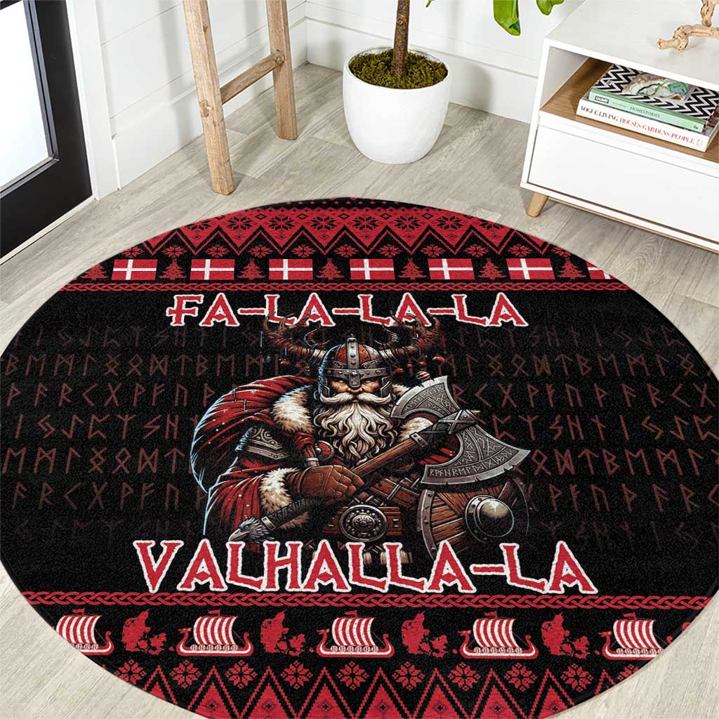 Denmark Santa Viking Christmas Round Carpet Julemanden Goes Viking - Wonder Print Shop
