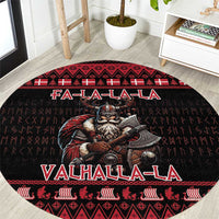 Denmark Santa Viking Christmas Round Carpet Julemanden Goes Viking - Wonder Print Shop