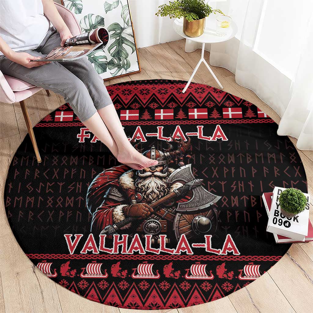 Denmark Santa Viking Christmas Round Carpet Julemanden Goes Viking - Wonder Print Shop