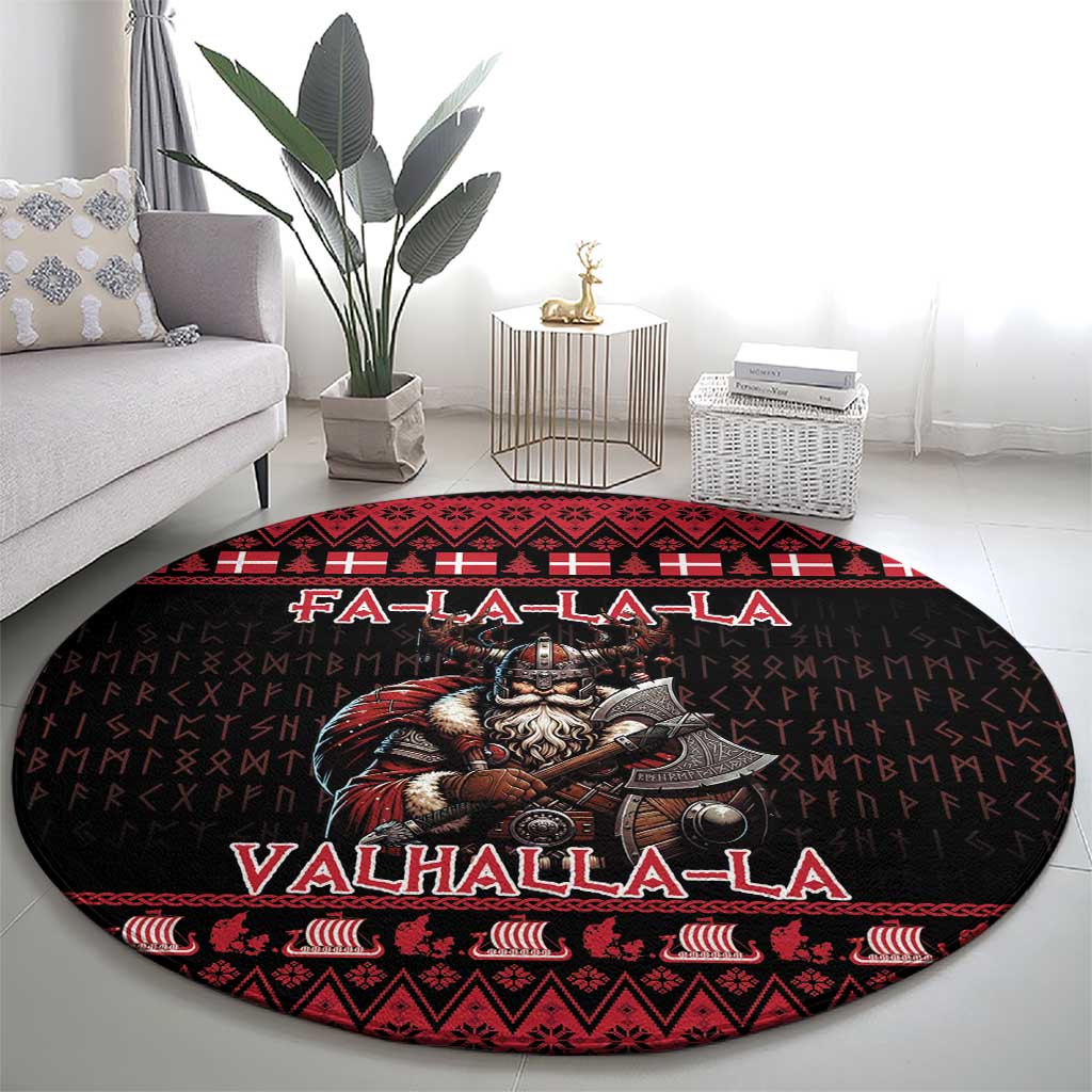 Denmark Santa Viking Christmas Round Carpet Julemanden Goes Viking - Wonder Print Shop