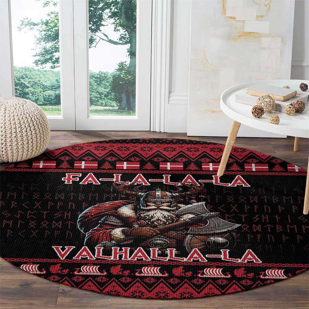 Denmark Santa Viking Christmas Round Carpet Julemanden Goes Viking - Wonder Print Shop