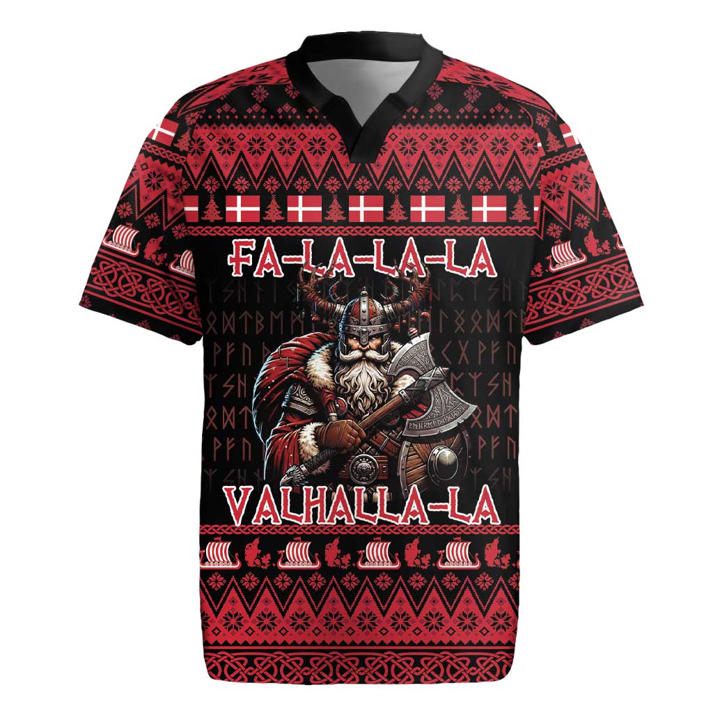 Denmark Santa Viking Christmas Rugby Jersey Julemanden Goes Viking - Wonder Print Shop