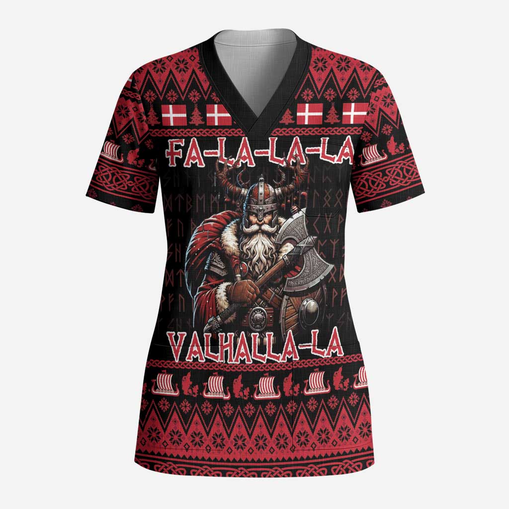 Denmark Santa Viking Christmas Scrub Top Julemanden Goes Viking - Wonder Print Shop