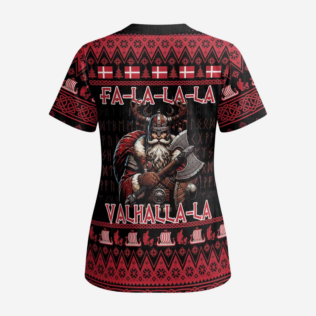 Denmark Santa Viking Christmas Scrub Top Julemanden Goes Viking - Wonder Print Shop