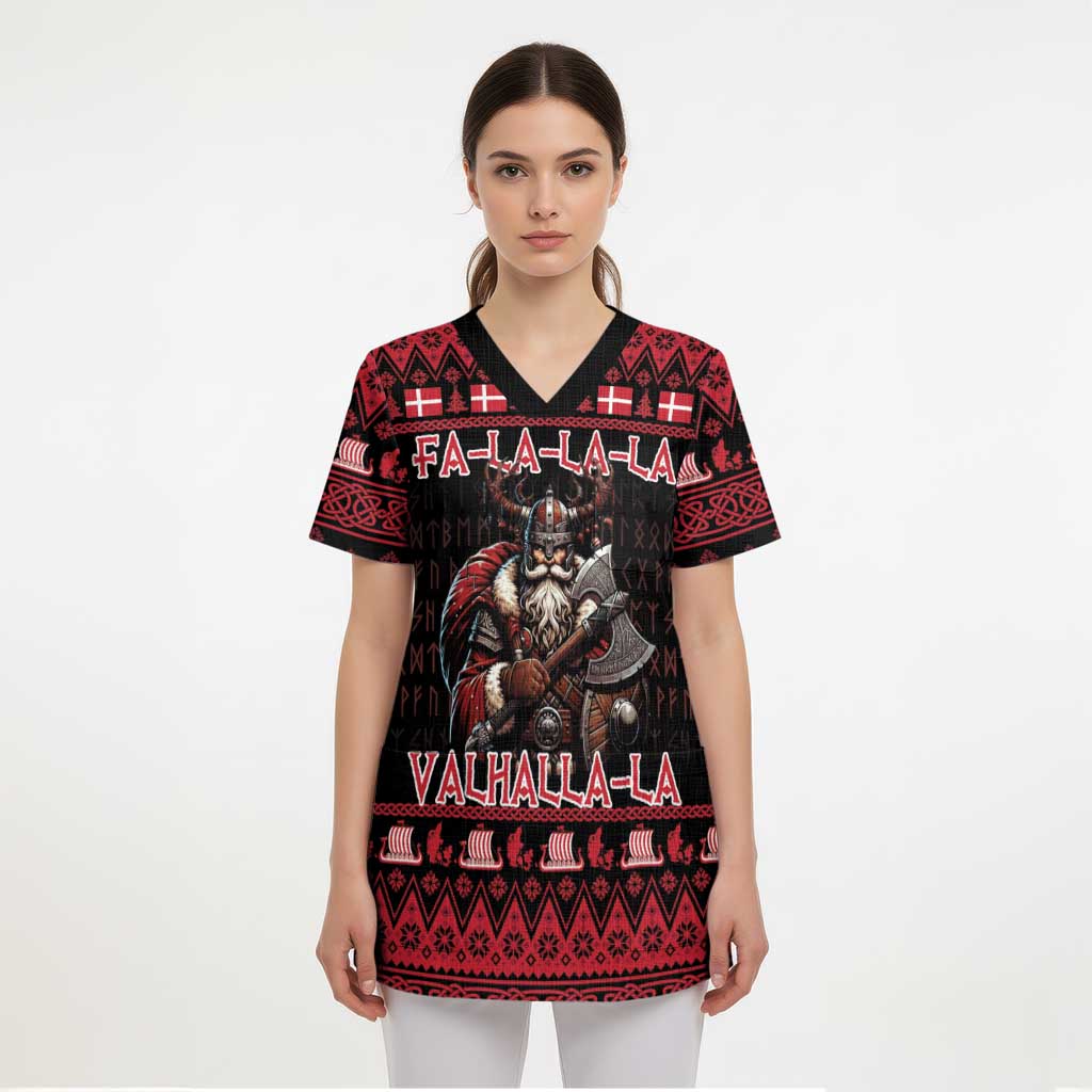 Denmark Santa Viking Christmas Scrub Top Julemanden Goes Viking - Wonder Print Shop