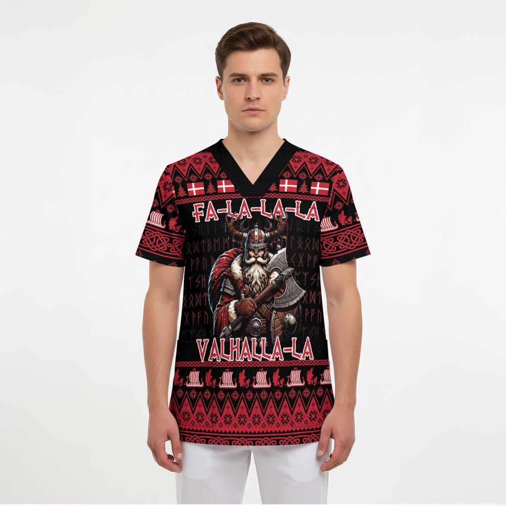 Denmark Santa Viking Christmas Scrub Top Julemanden Goes Viking - Wonder Print Shop