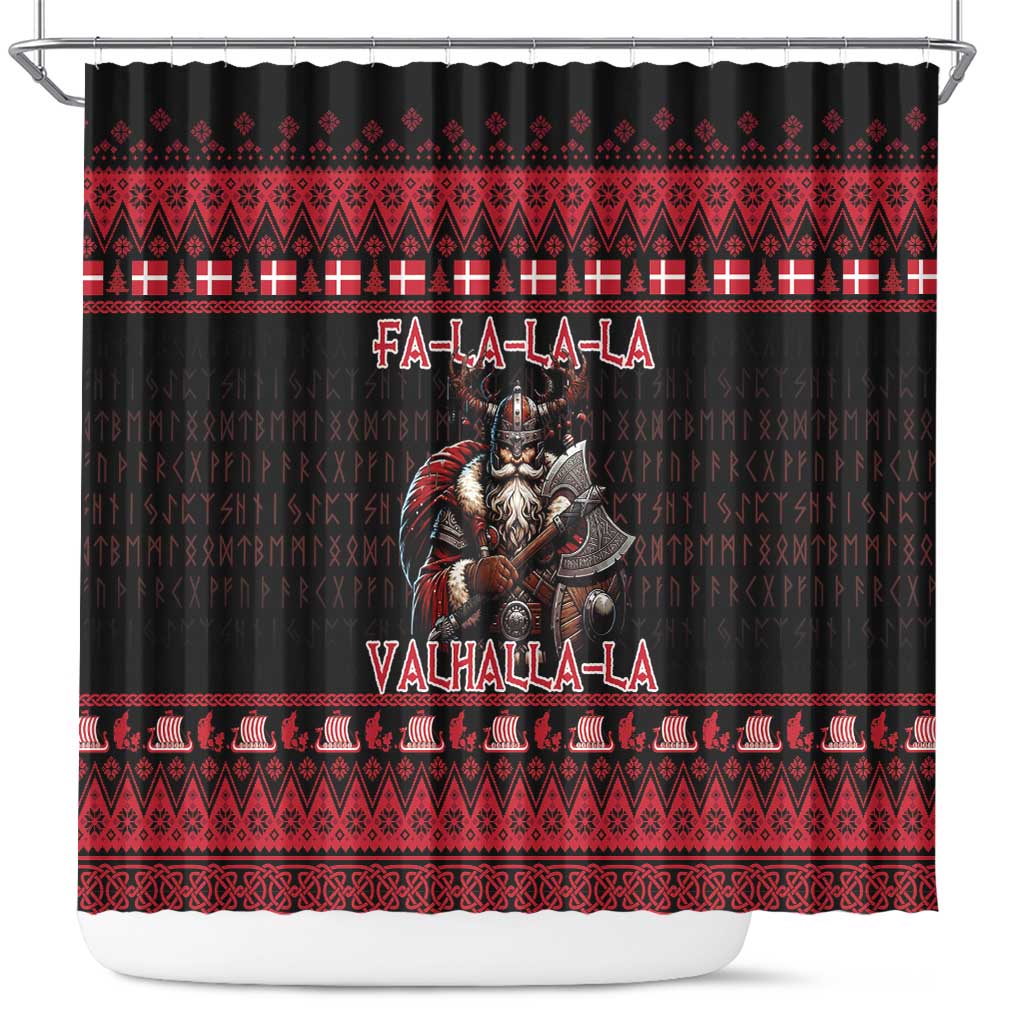 Denmark Santa Viking Christmas Shower Curtain Julemanden Goes Viking - Wonder Print Shop