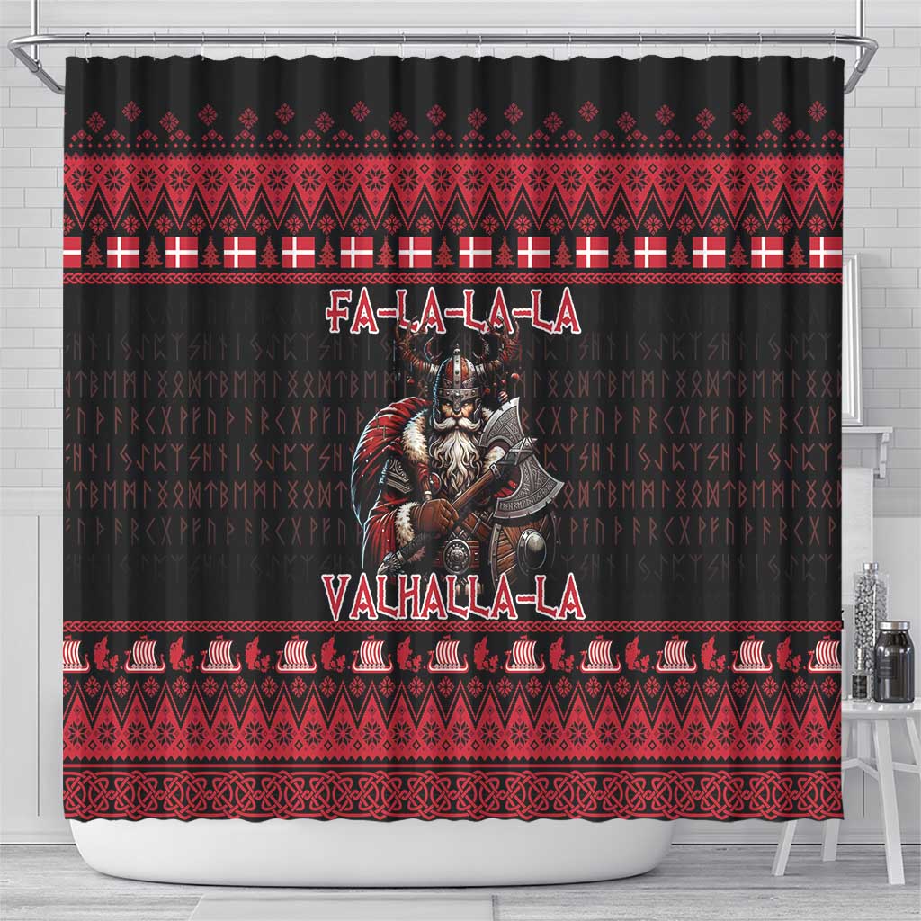 Denmark Santa Viking Christmas Shower Curtain Julemanden Goes Viking - Wonder Print Shop