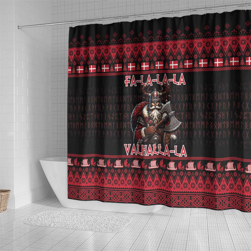 Denmark Santa Viking Christmas Shower Curtain Julemanden Goes Viking - Wonder Print Shop