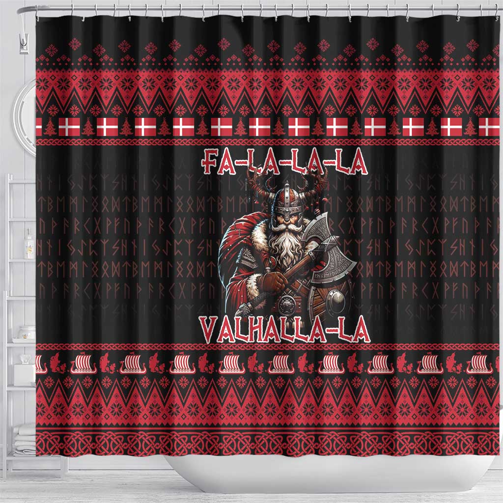 Denmark Santa Viking Christmas Shower Curtain Julemanden Goes Viking - Wonder Print Shop