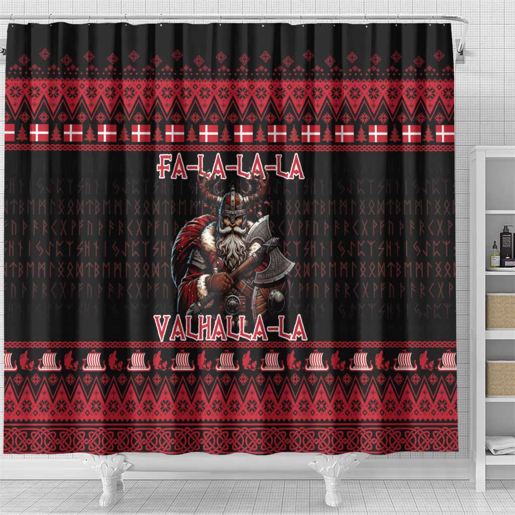 Denmark Santa Viking Christmas Shower Curtain Julemanden Goes Viking - Wonder Print Shop