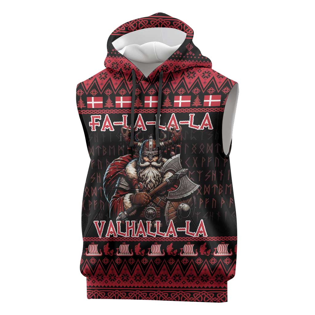 Denmark Santa Viking Christmas Sleeveless Hoodie Julemanden Goes Viking - Wonder Print Shop