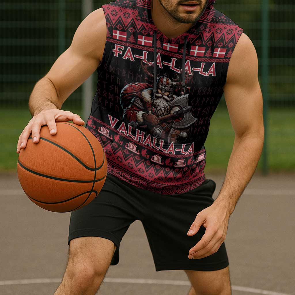Denmark Santa Viking Christmas Sleeveless Hoodie Julemanden Goes Viking - Wonder Print Shop