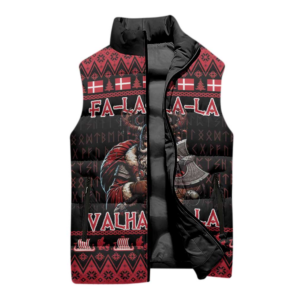 Denmark Santa Viking Christmas Sleeveless Puffer Jacket Julemanden Goes Viking - Wonder Print Shop