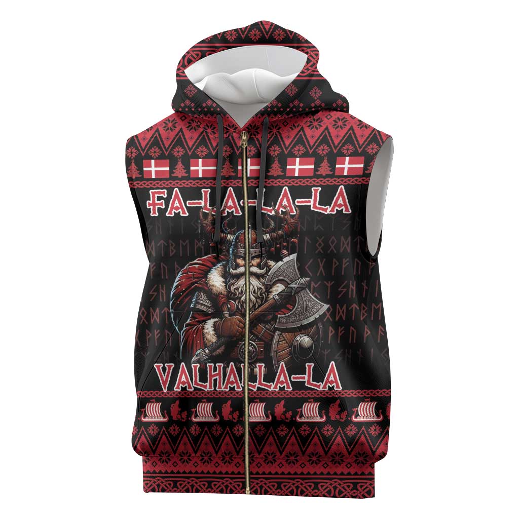 Denmark Santa Viking Christmas Sleeveless Zip Hoodie Julemanden Goes Viking - Wonder Print Shop