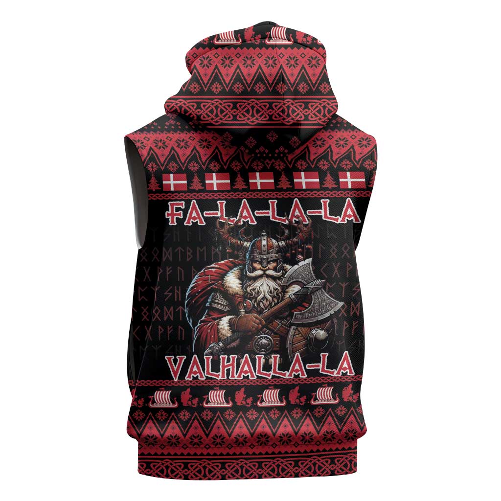 Denmark Santa Viking Christmas Sleeveless Zip Hoodie Julemanden Goes Viking - Wonder Print Shop