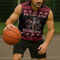 Denmark Santa Viking Christmas Sleeveless Zip Hoodie Julemanden Goes Viking - Wonder Print Shop