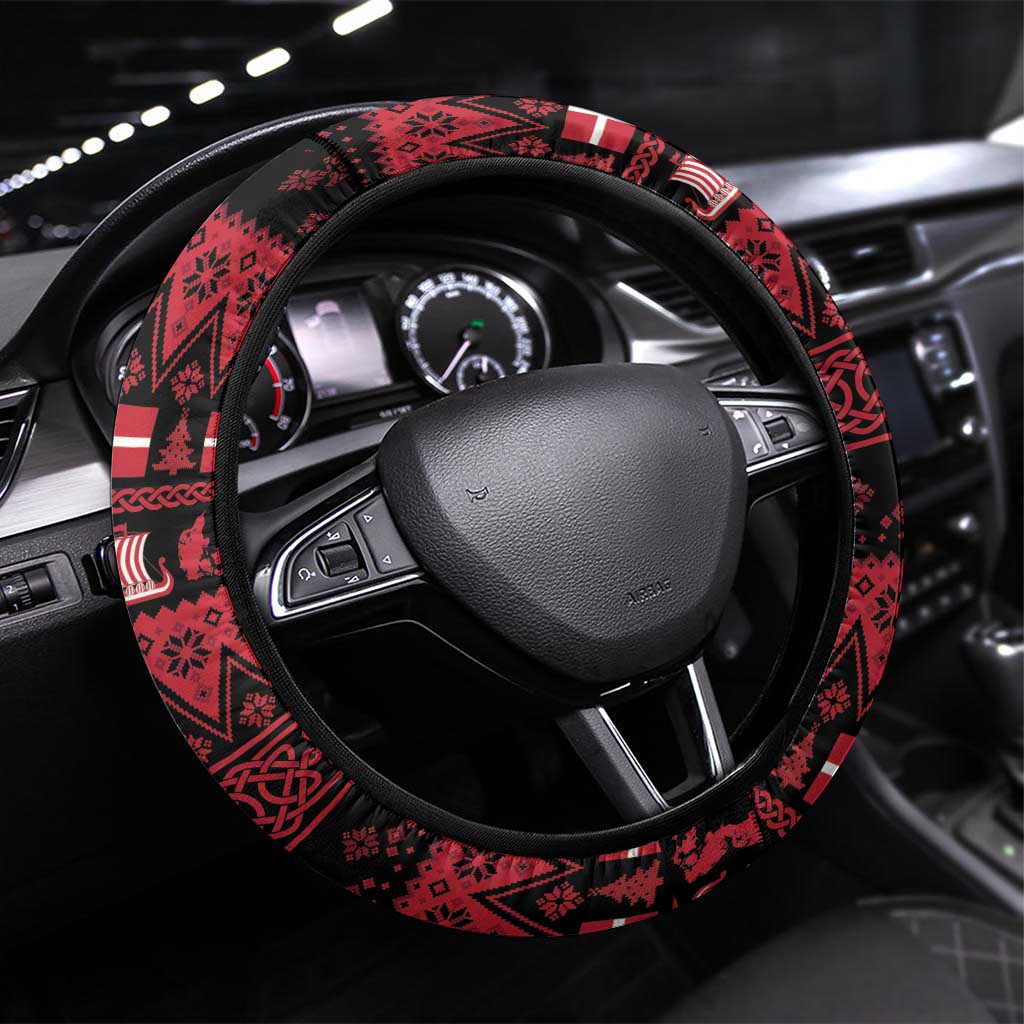 Denmark Santa Viking Christmas Steering Wheel Cover Julemanden Goes Viking - Wonder Print Shop