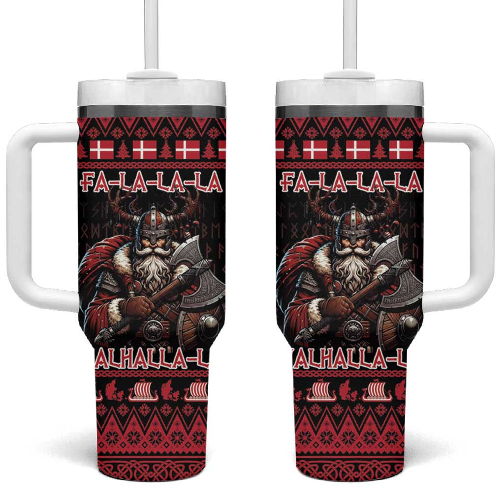 Denmark Santa Viking Christmas Tumbler With Handle Julemanden Goes Viking - Wonder Print Shop