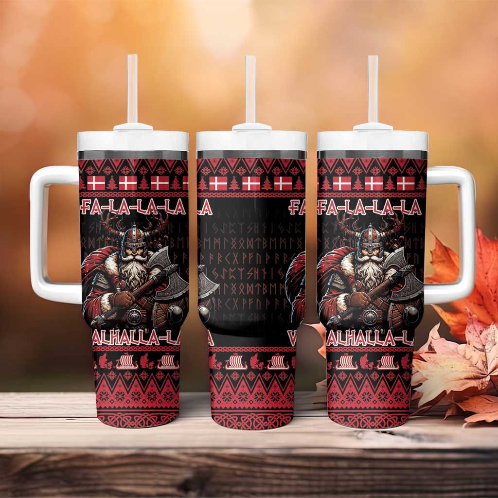 Denmark Santa Viking Christmas Tumbler With Handle Julemanden Goes Viking - Wonder Print Shop