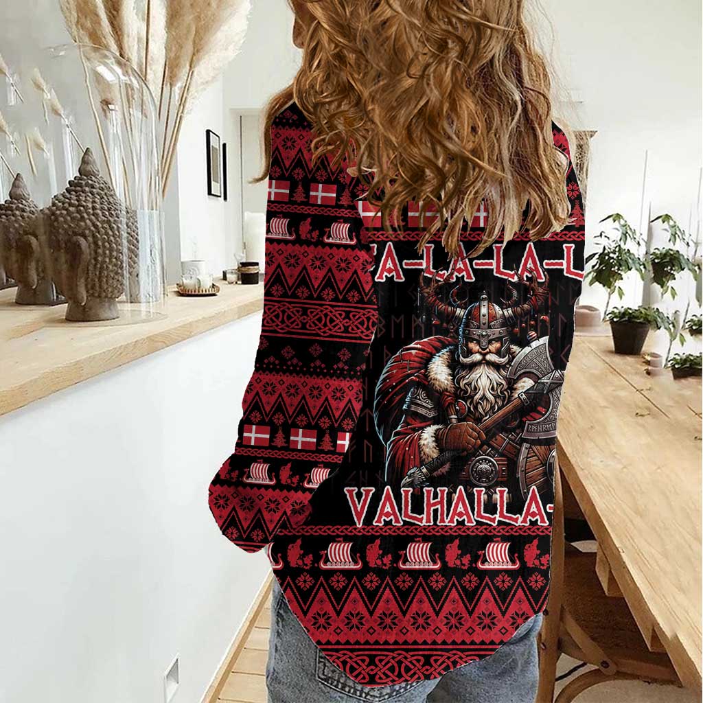 Denmark Santa Viking Christmas Women Casual Shirt Julemanden Goes Viking - Wonder Print Shop