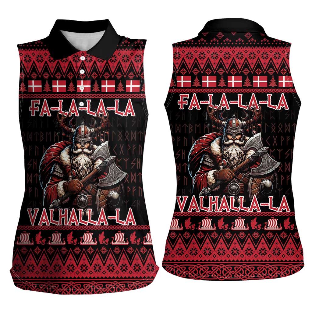 Denmark Santa Viking Christmas Women Sleeveless Polo Shirt Julemanden Goes Viking - Wonder Print Shop