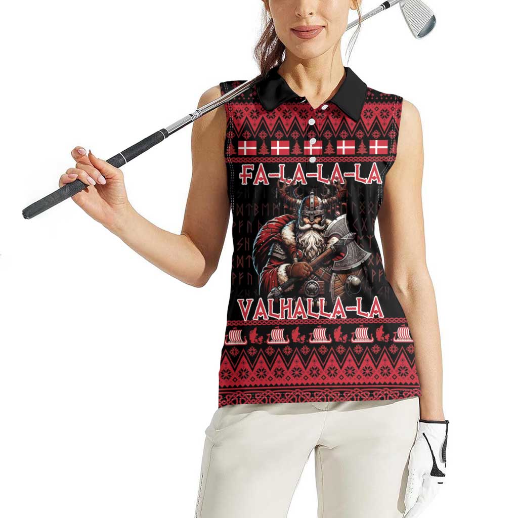 Denmark Santa Viking Christmas Women Sleeveless Polo Shirt Julemanden Goes Viking - Wonder Print Shop