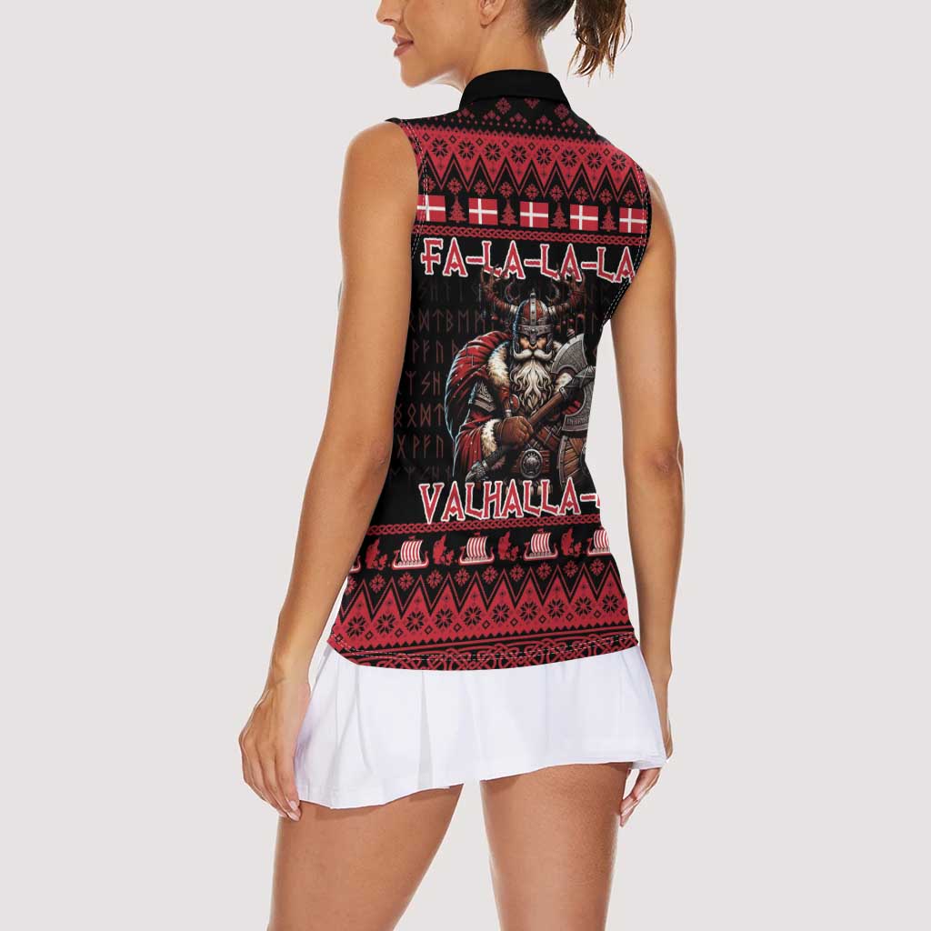 Denmark Santa Viking Christmas Women Sleeveless Polo Shirt Julemanden Goes Viking - Wonder Print Shop