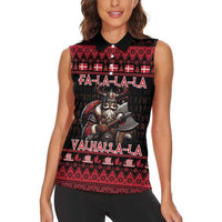 Denmark Santa Viking Christmas Women Sleeveless Polo Shirt Julemanden Goes Viking - Wonder Print Shop
