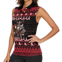 Denmark Santa Viking Christmas Women Sleeveless Polo Shirt Julemanden Goes Viking - Wonder Print Shop