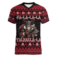 Denmark Santa Viking Christmas Women V-Neck T-Shirt Julemanden Goes Viking - Wonder Print Shop
