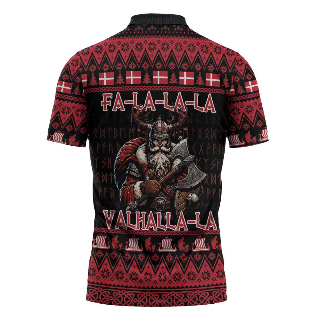 Denmark Santa Viking Christmas Zipper Polo Shirt Julemanden Goes Viking - Wonder Print Shop