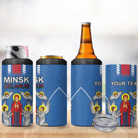 Personalized Belarus 4 in 1 Can Cooler Tumbler Coat Of Arms Minsk Capital