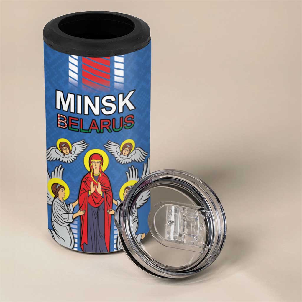 Personalized Belarus 4 in 1 Can Cooler Tumbler Coat Of Arms Minsk Capital