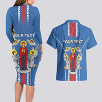 Personalized Belarus Couples Matching Long Sleeve Bodycon Dress and Hawaiian Shirt Coat Of Arms Minsk Capital