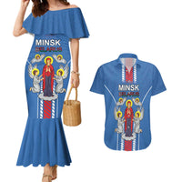Personalized Belarus Couples Matching Mermaid Dress and Hawaiian Shirt Coat Of Arms Minsk Capital