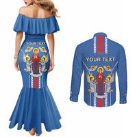 Personalized Belarus Couples Matching Mermaid Dress and Long Sleeve Button Shirt Coat Of Arms Minsk Capital