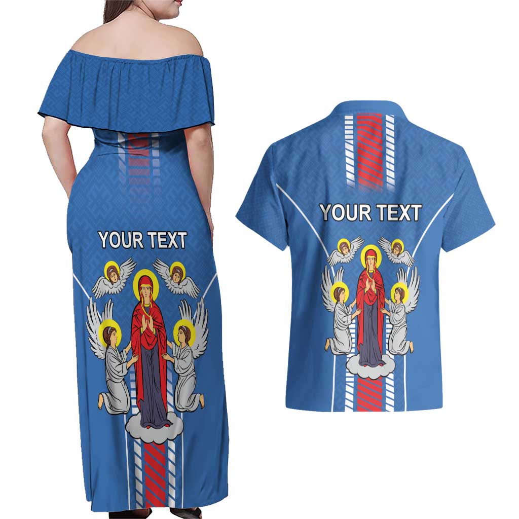 Personalized Belarus Couples Matching Off Shoulder Maxi Dress and Hawaiian Shirt Coat Of Arms Minsk Capital