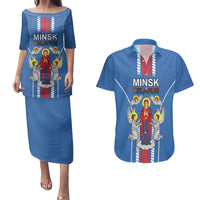 Personalized Belarus Couples Matching Puletasi and Hawaiian Shirt Coat Of Arms Minsk Capital