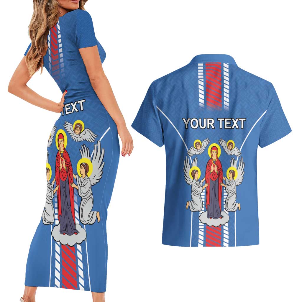 Personalized Belarus Couples Matching Short Sleeve Bodycon Dress and Hawaiian Shirt Coat Of Arms Minsk Capital