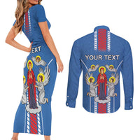 Personalized Belarus Couples Matching Short Sleeve Bodycon Dress and Long Sleeve Button Shirt Coat Of Arms Minsk Capital
