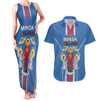 Personalized Belarus Couples Matching Tank Maxi Dress and Hawaiian Shirt Coat Of Arms Minsk Capital