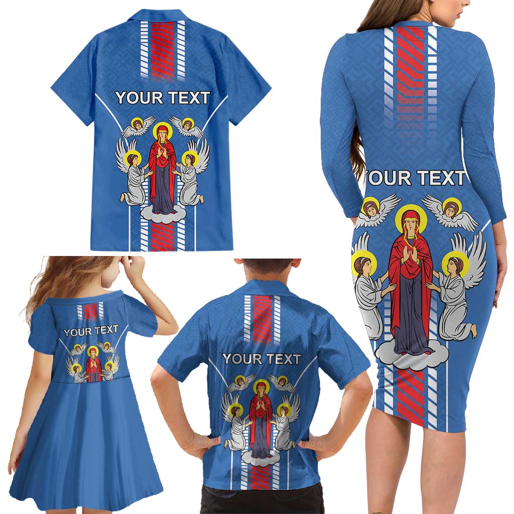 Personalized Belarus Family Matching Long Sleeve Bodycon Dress and Hawaiian Shirt Coat Of Arms Minsk Capital