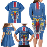 Personalized Belarus Family Matching Long Sleeve Bodycon Dress and Hawaiian Shirt Coat Of Arms Minsk Capital