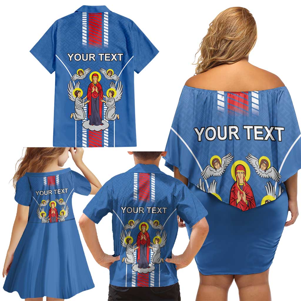Personalized Belarus Family Matching Off Shoulder Short Dress and Hawaiian Shirt Coat Of Arms Minsk Capital