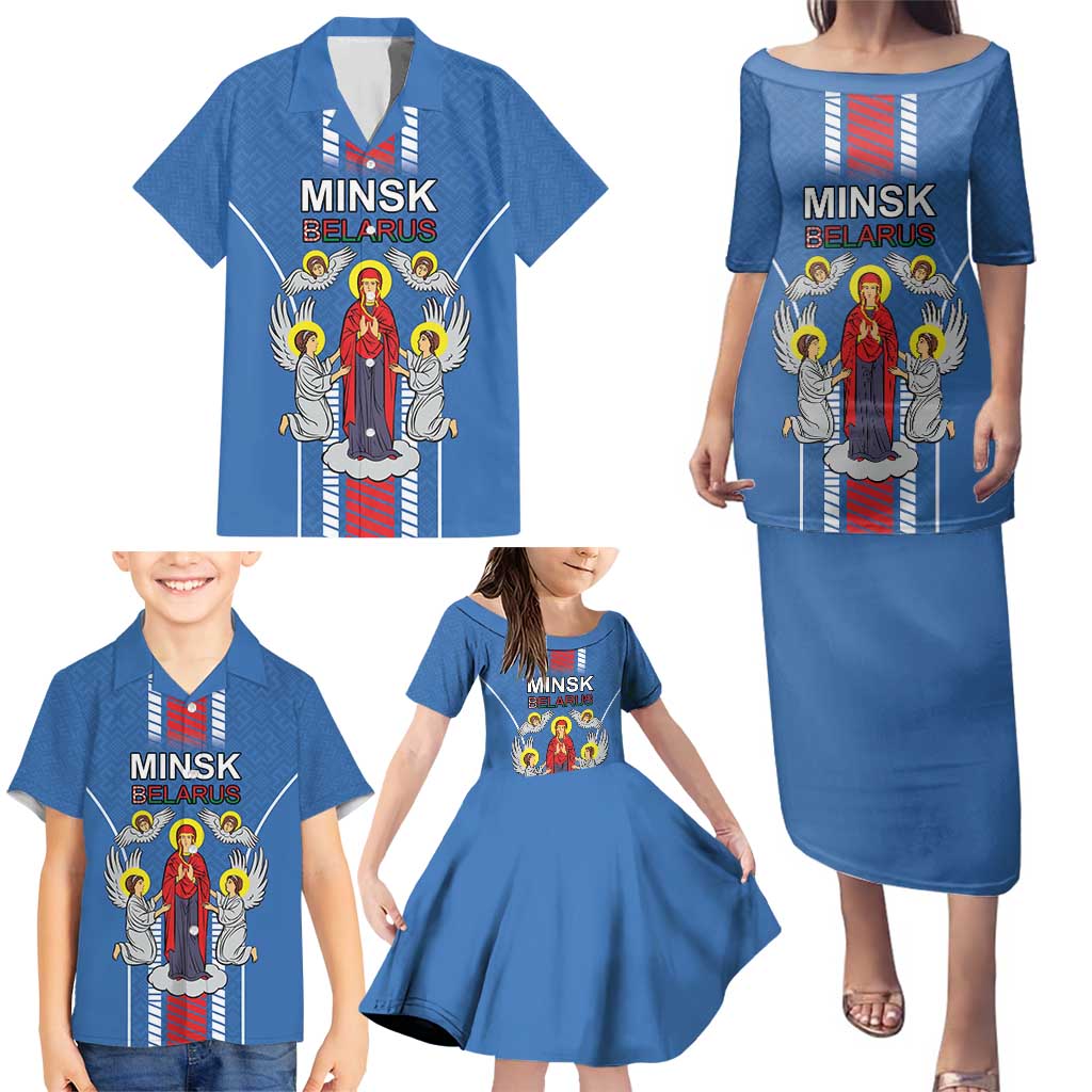 Personalized Belarus Family Matching Puletasi and Hawaiian Shirt Coat Of Arms Minsk Capital
