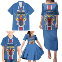 Personalized Belarus Family Matching Puletasi and Hawaiian Shirt Coat Of Arms Minsk Capital