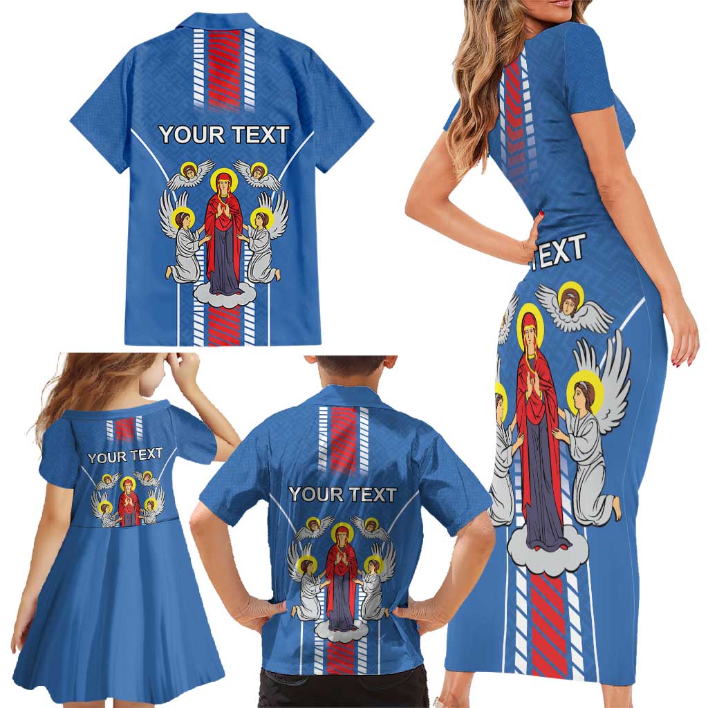 Personalized Belarus Family Matching Short Sleeve Bodycon Dress and Hawaiian Shirt Coat Of Arms Minsk Capital